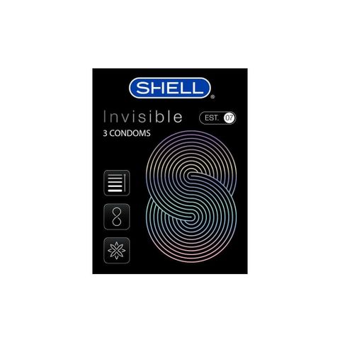 Bao cao su Shell Invisible - Siêu mỏng, chống tuột, kéo dài thời gian - Hộp 3 cái