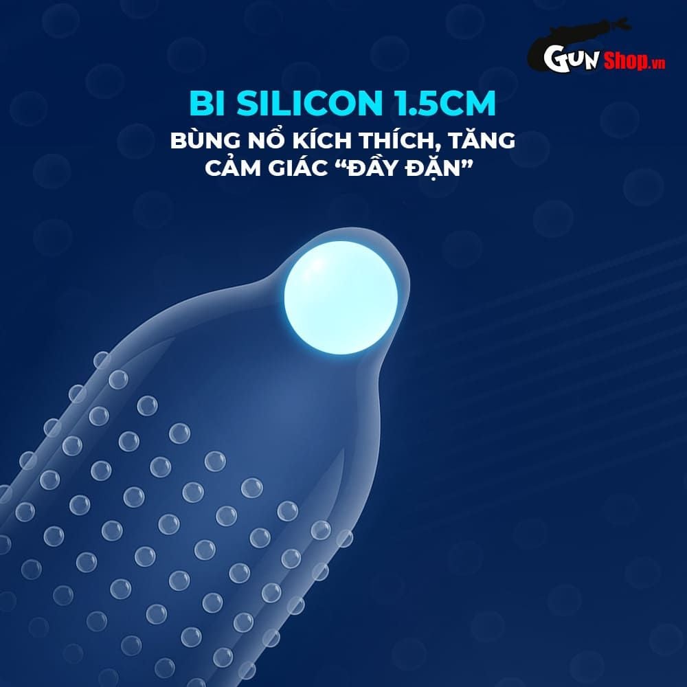 Bao cao su Shell Love Bead - Gân nổi, kéo dài thời gian, bi tăng 1.5cm - Hộp 5 cái