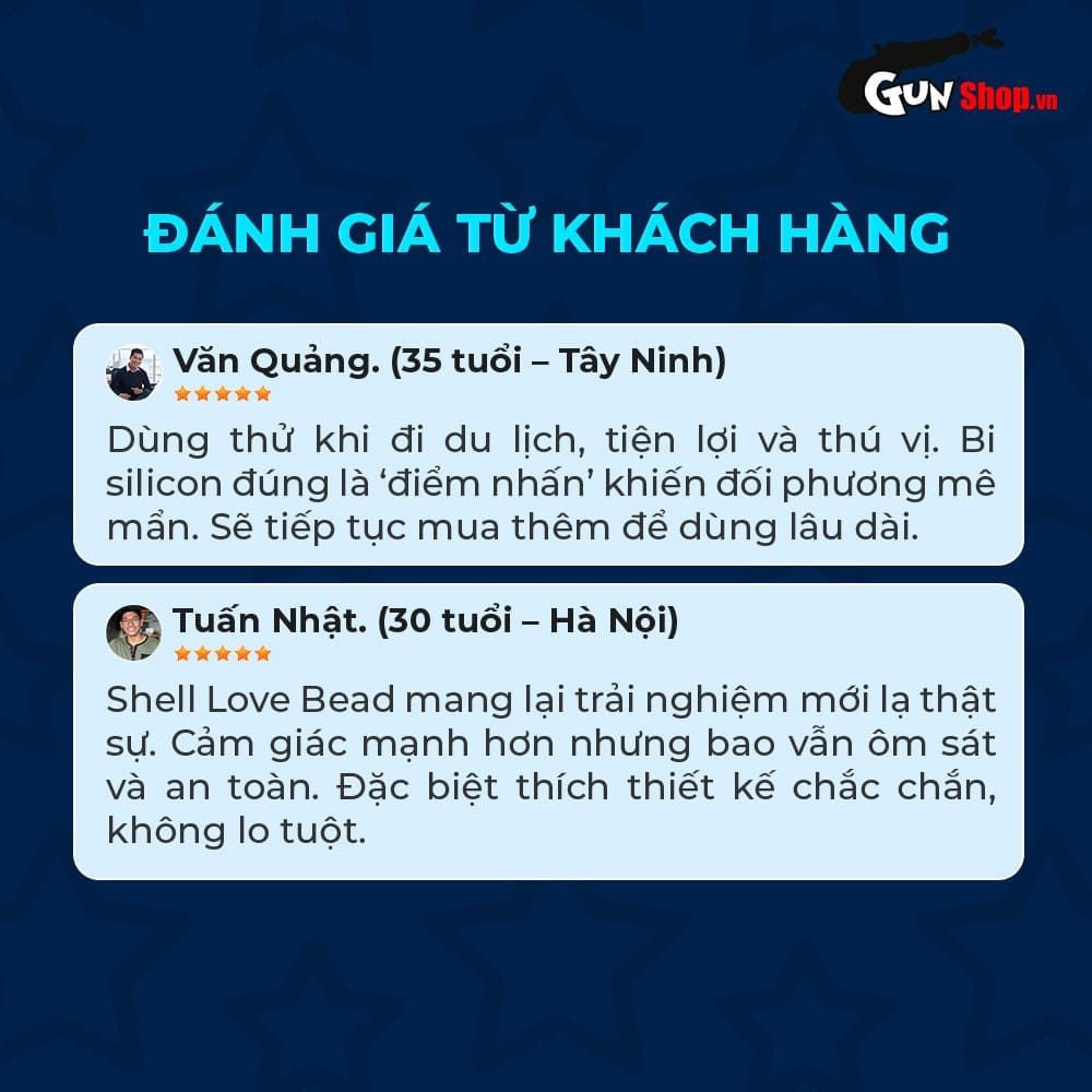 Bao cao su Shell Love Bead - Gân nổi, kéo dài thời gian, bi tăng 1.5cm - Hộp 5 cái