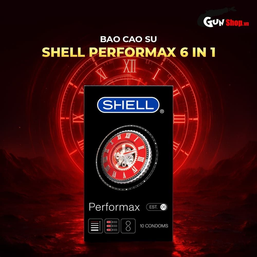 Bao cao su Shell Performax 6 in 1 - Kéo dài thời gian - Hộp 10 cái