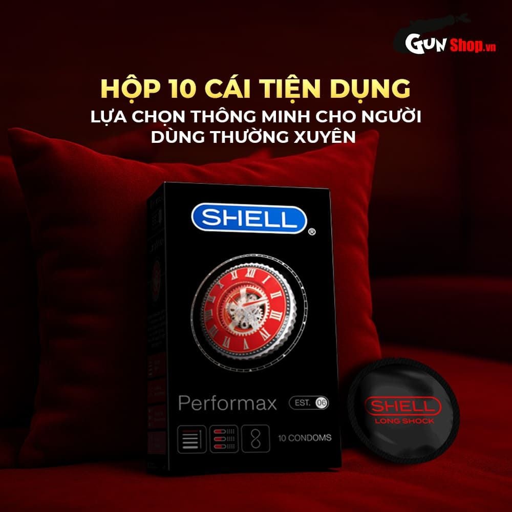 Bao cao su Shell Performax 6 in 1 - Kéo dài thời gian - Hộp 10 cái