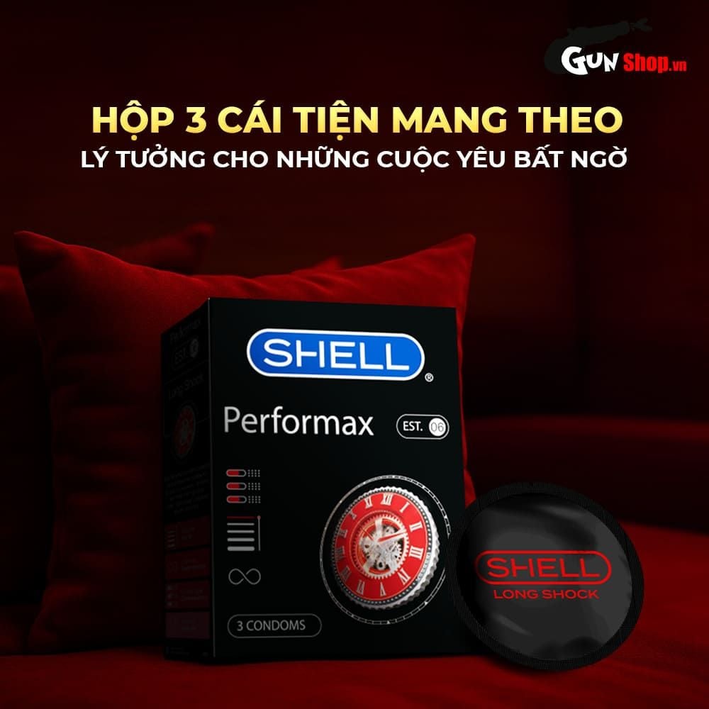 Bao cao su Shell Performax 6 in 1 - Kéo dài thời gian - Hộp 3 cái