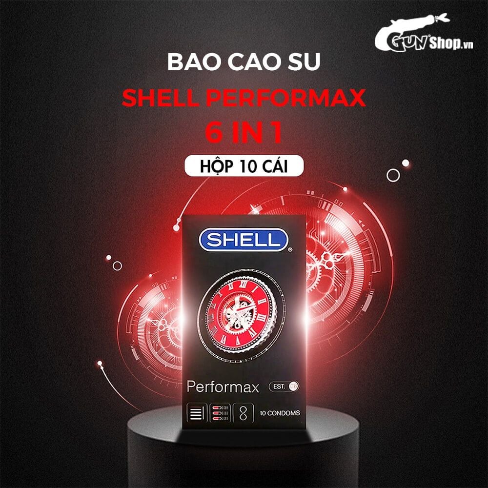 Bao cao su Shell Performax 6 in 1- Kéo dài thời gian - Hộp 10 cái