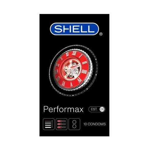 Bao cao su Shell Performax 6 in 1- Kéo dài thời gian - Hộp 10 cái