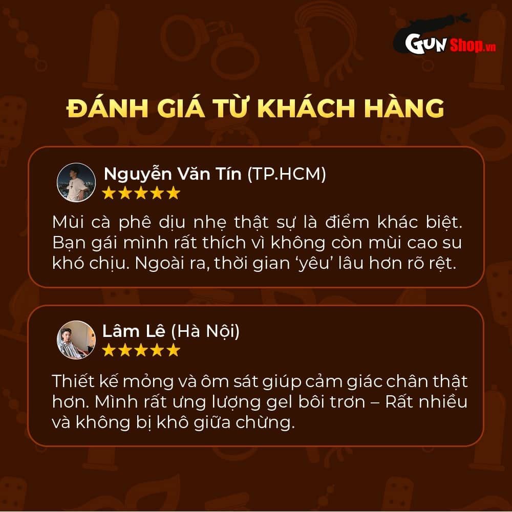 Bao cao su Shell Perky Prolong - Siêu mỏng, kéo dài thời gian, hương cà phê - Hộp 10 cái
