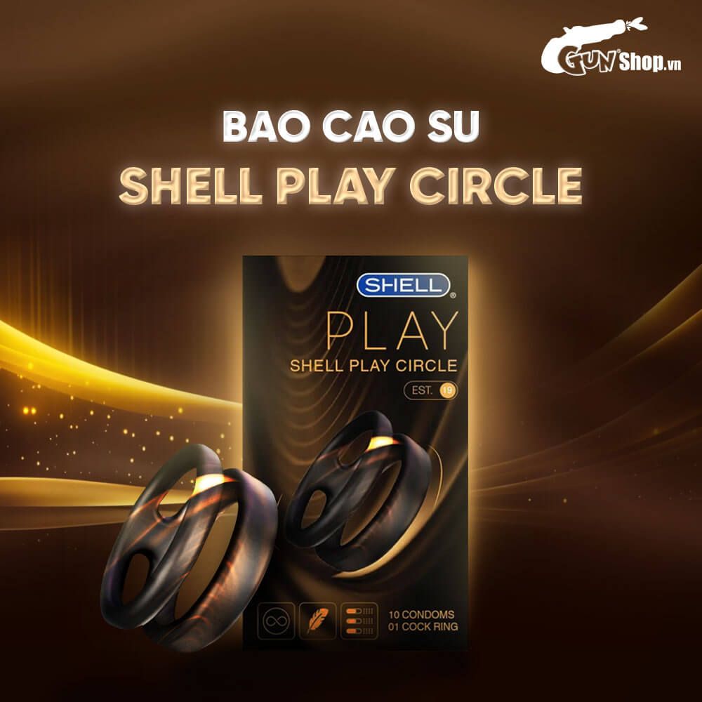 Bao cao su Shell Play Circle 6 tính năng - Hộp 10 cái + 1 vòng đeo kéo dài thời gian