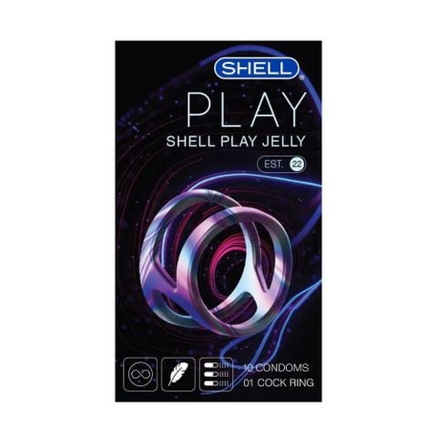 Bao cao su Shell Play Jelly 6 tính năng - Hộp 10 cái + 1 vòng đeo kéo dài thời gian