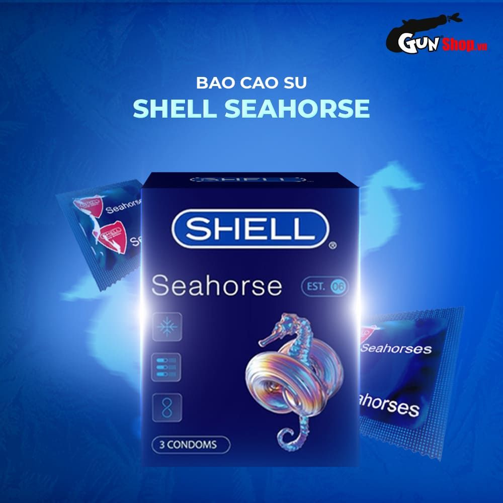 Bao cao su Shell Seahorse - Kéo dài thời gian - Hộp 3 cái