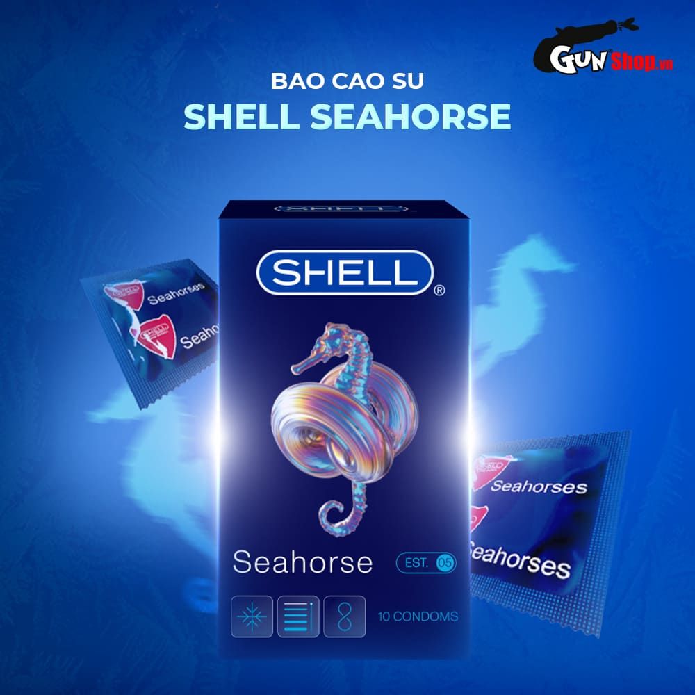 Bao cao su Shell Seahorse - Kéo dài thời gian - Hộp 10 cái