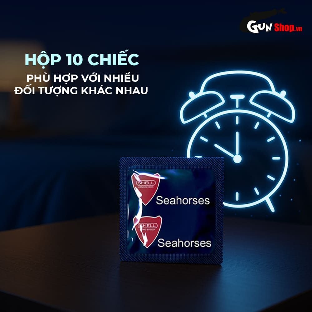 Bao cao su Shell Seahorse - Kéo dài thời gian - Hộp 10 cái