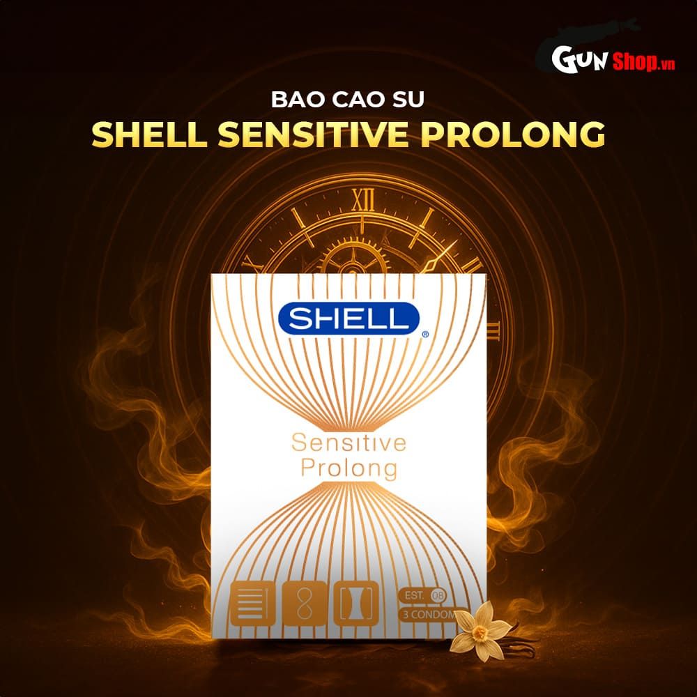 Bao cao su Shell Sensitive Prolong - Siêu mỏng 0.03mm, kéo dài thời gian - Hộp 3 cái