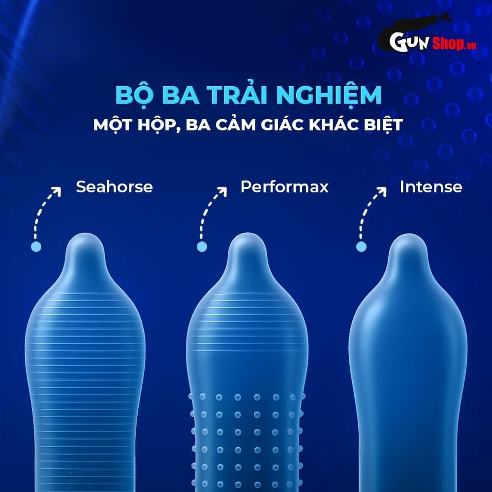 Bao cao su Shell Triple Mix - Siêu mỏng, mát lạnh, gân gai - Hộp 12 cái