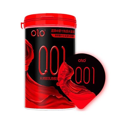 Bao cao su OLO 0.01 Đỏ ống tròn - Siêu mỏng, nóng ấm -  Hộp 10 cái