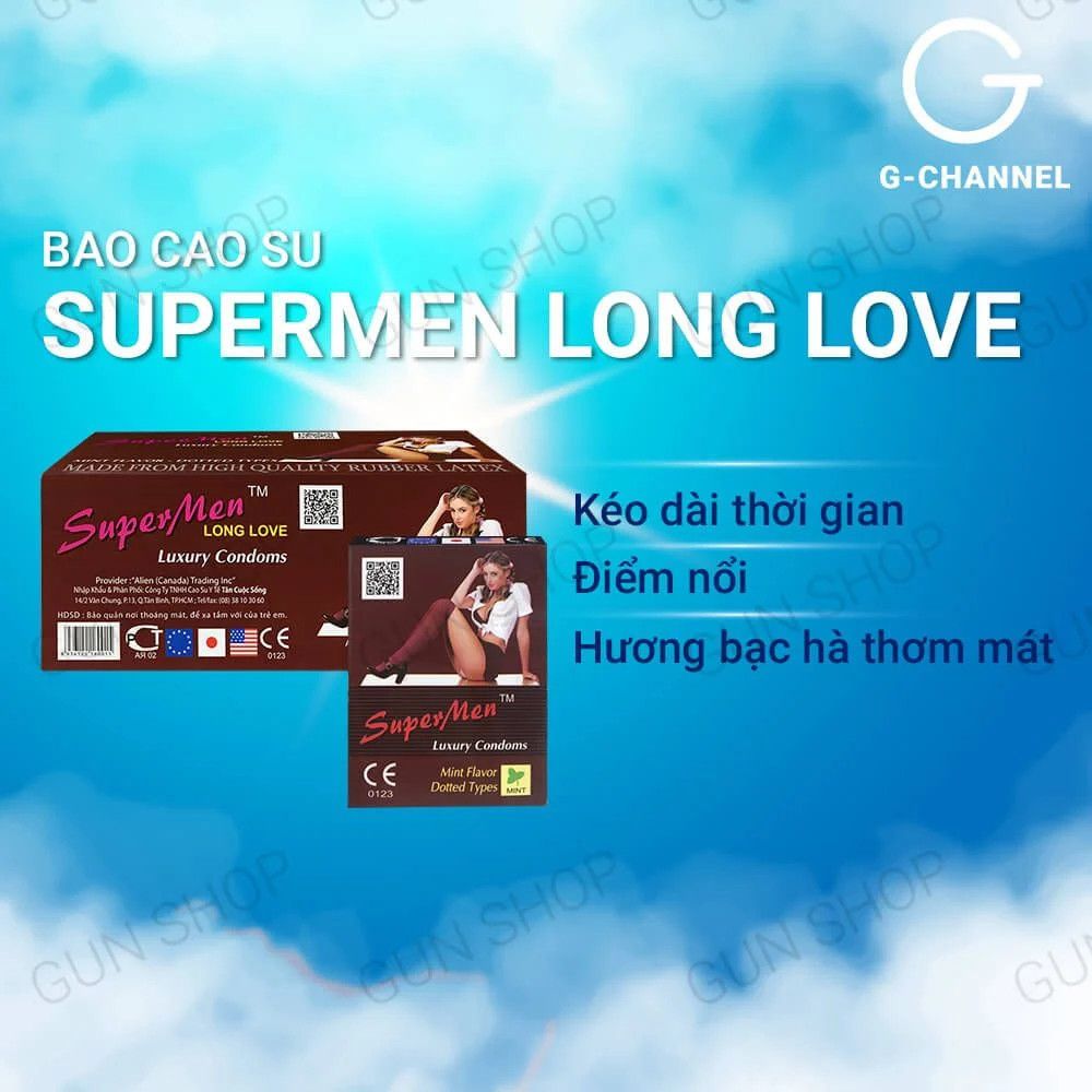 Bao cao su Supermen Long Love - Kéo dài thời gian - Hộp 120 cái