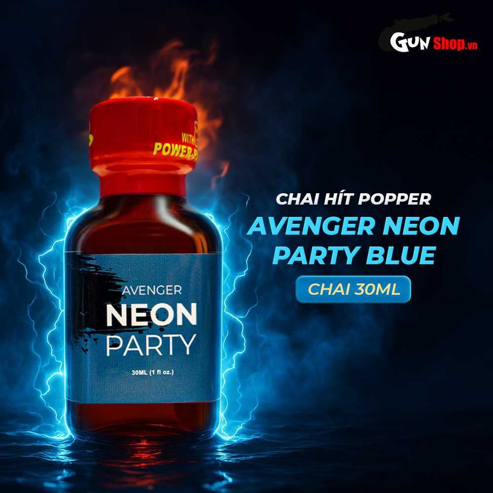 Chai hít tăng khoái cảm Popper PWD USA Avenger Neon Party Blue - Chai 30ml