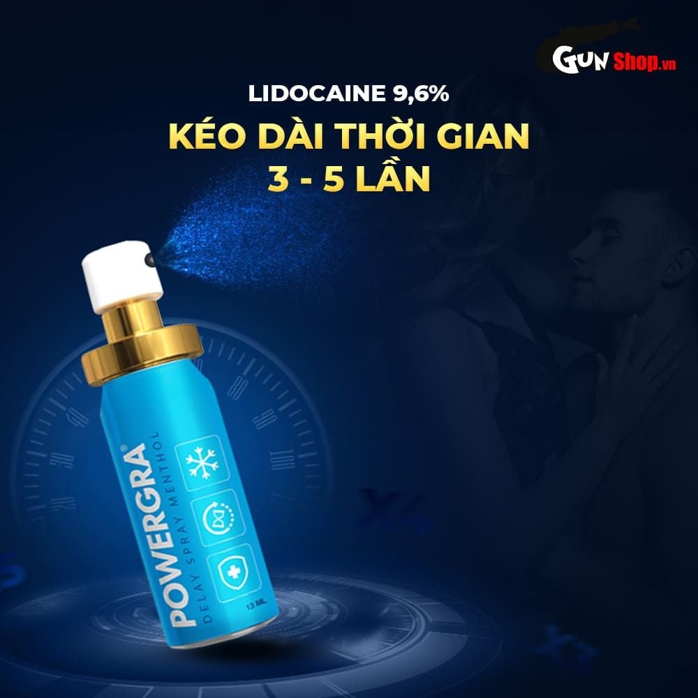 Chai xịt Powergra Delay Spray Menthol kéo dài thời gian - Chai 13ml
