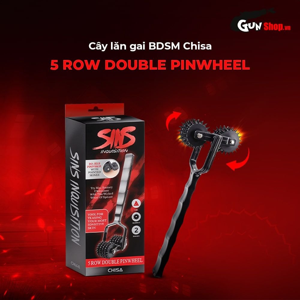 Cọ lăn gai BDSM Chisa Sins Inquisition 5 Row Double Pinwheel