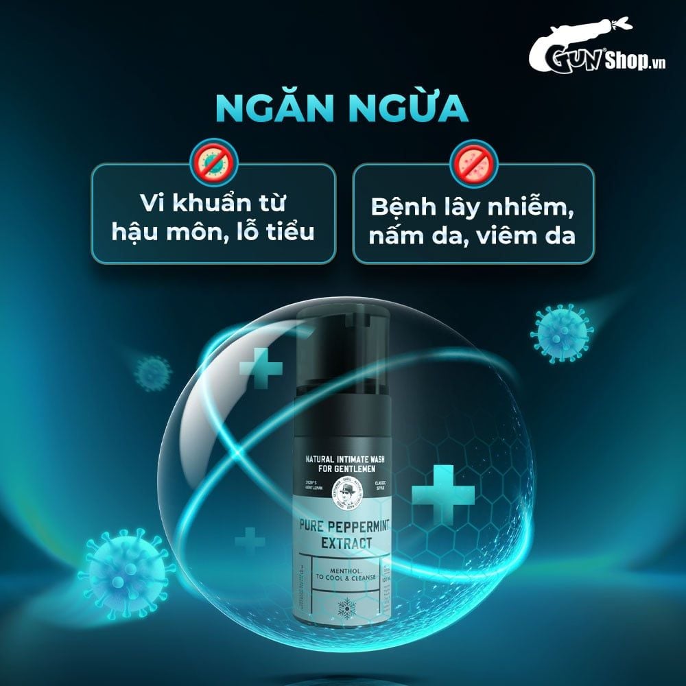 Dung dịch vệ sinh nam dạng bọt, tinh chất bạc hà tươi mát Shell Pure Peppermint Extract - 100ml
