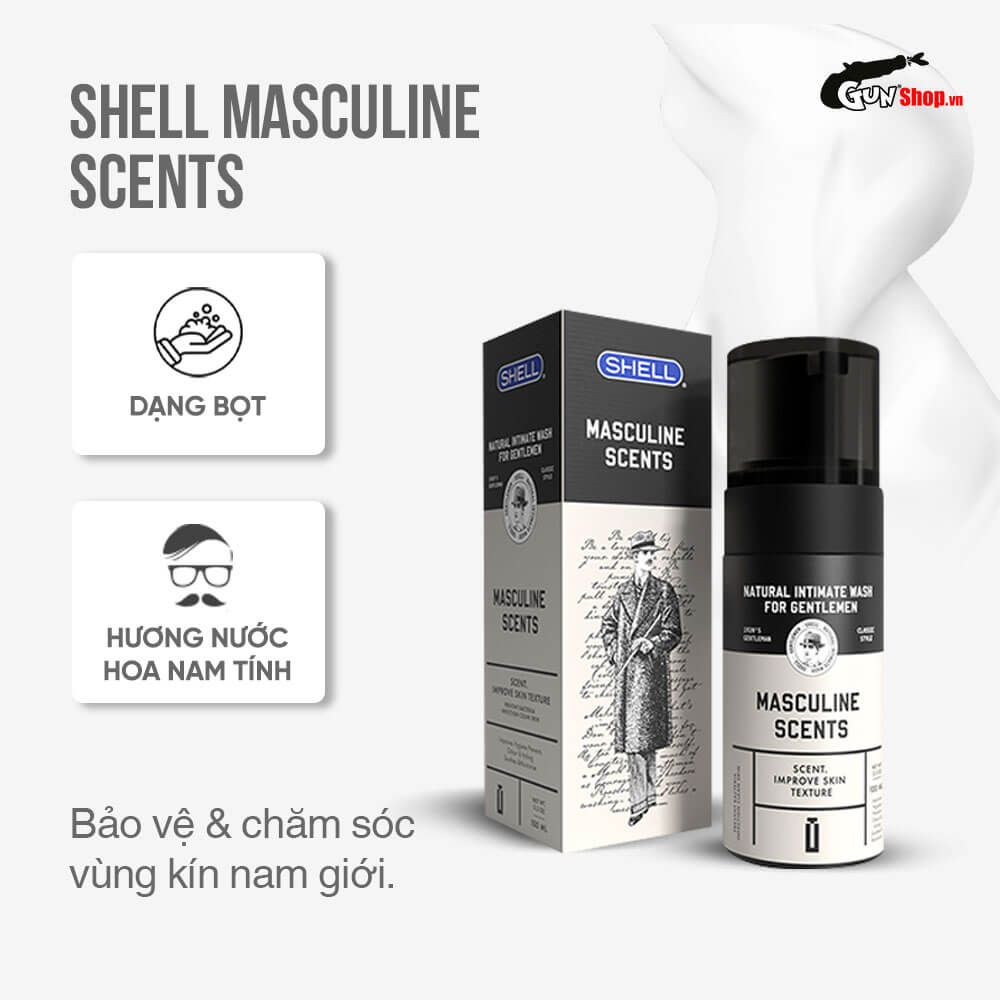 Dung dịch vệ sinh nam dạng bọt, hương thơm nam tính Shell Masculine Scents - 100ml