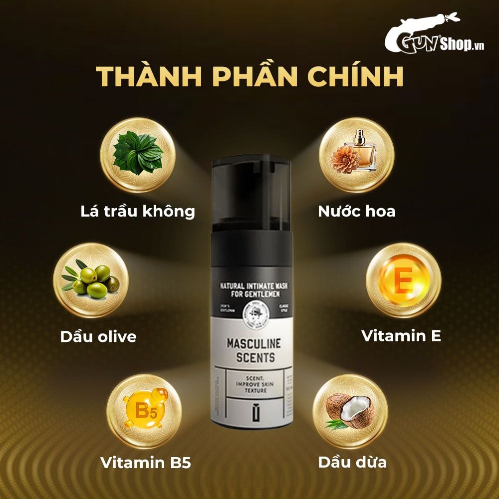 Dung dịch vệ sinh nam dạng bọt, hương thơm nam tính Shell Masculine Scents - 100ml