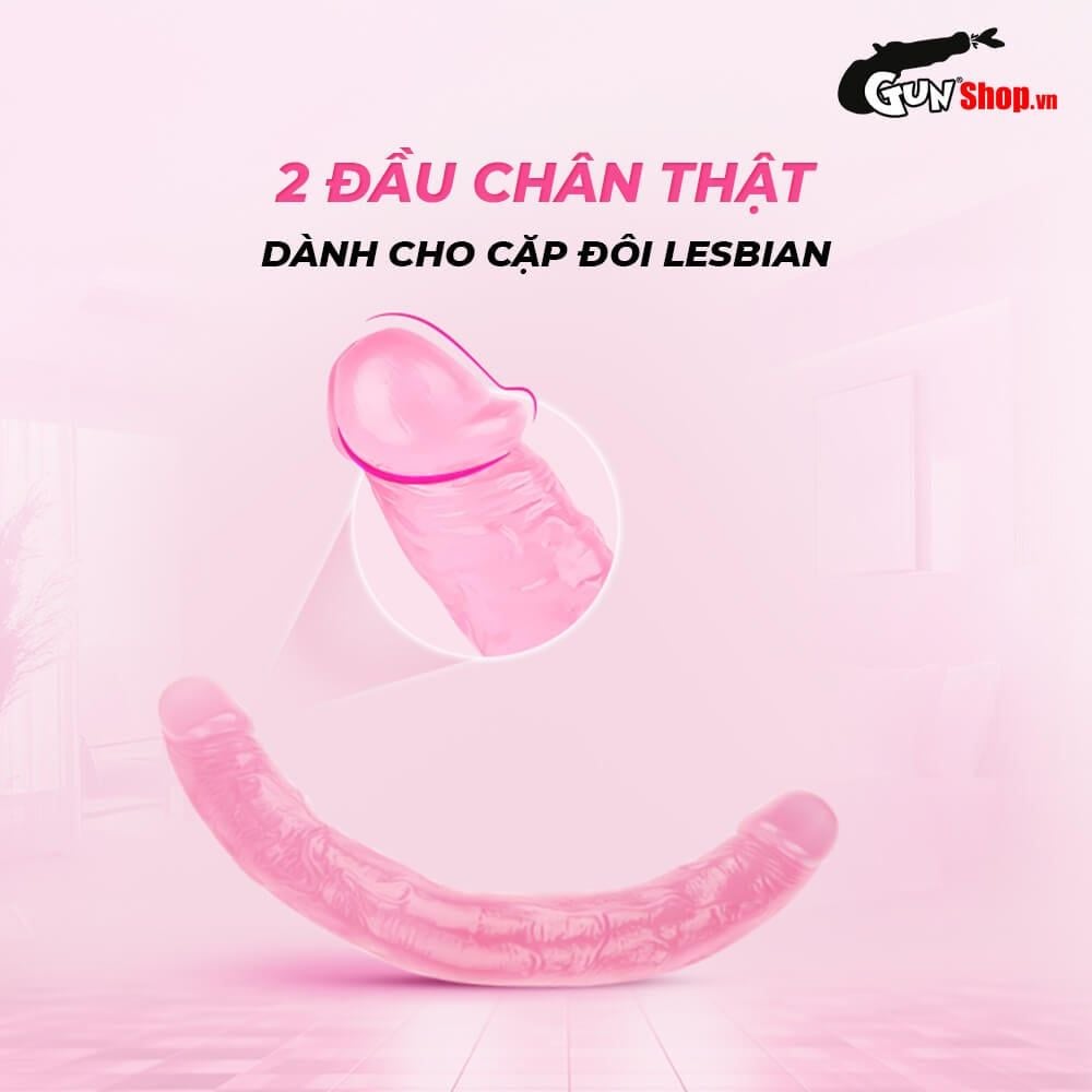 Dương vật giả 2 đầu Chisa Hi-Rubber 12.8 Inch Hồng