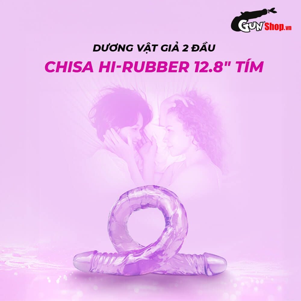 Dương vật giả 2 đầu Chisa Hi-Rubber 12.8 Inch Tím