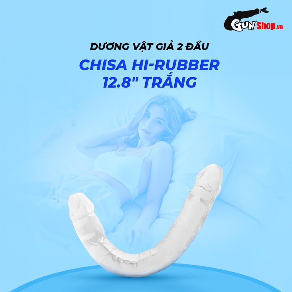 Dương vật giả 2 đầu Chisa Hi-Rubber 12.8 Inch Trắng