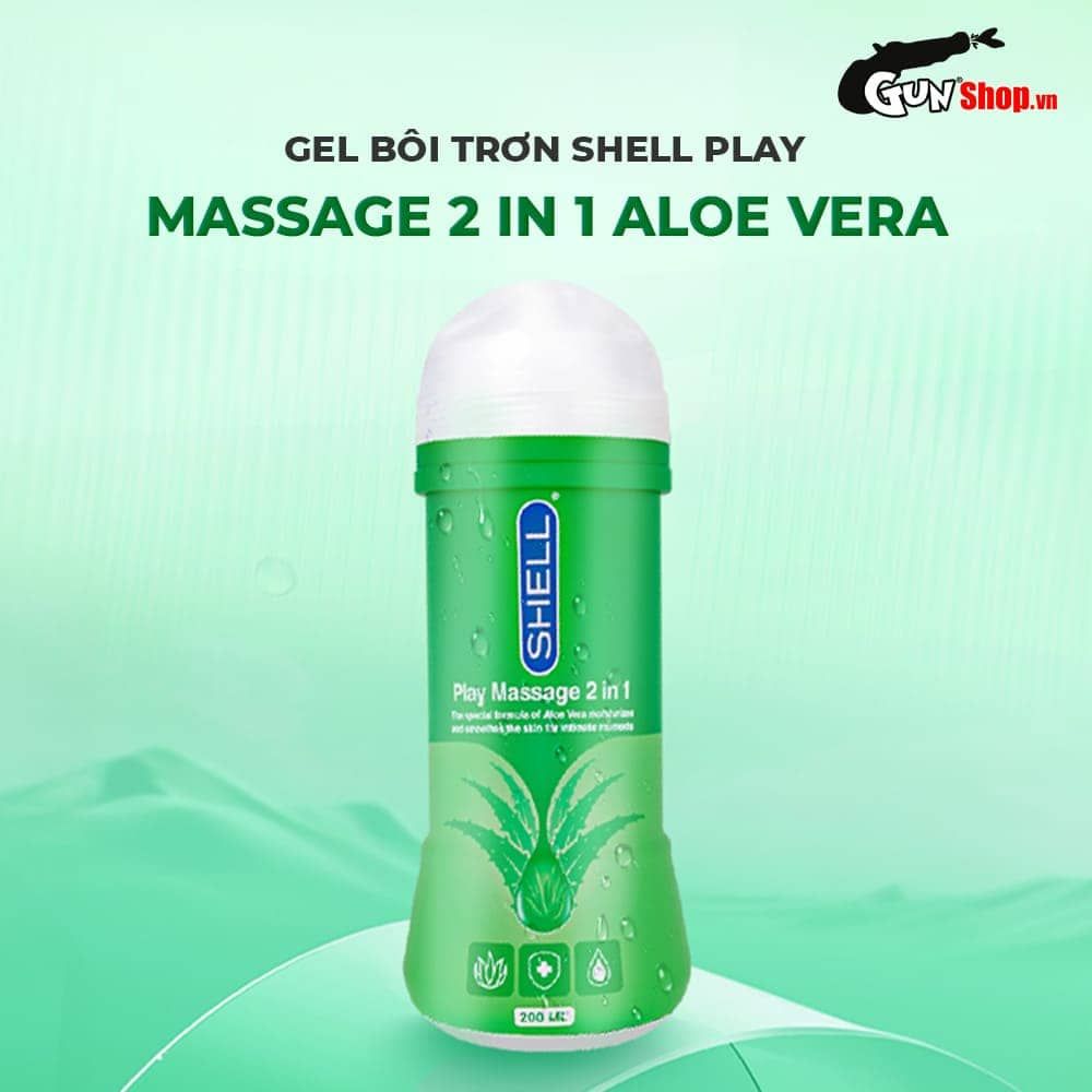 Gel bôi trơn Shell Play Massage 2 in 1 Aloe Vera - Chai 200ml