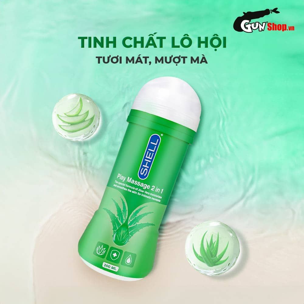 Gel bôi trơn Shell Play Massage 2 in 1 Aloe Vera - Chai 200ml