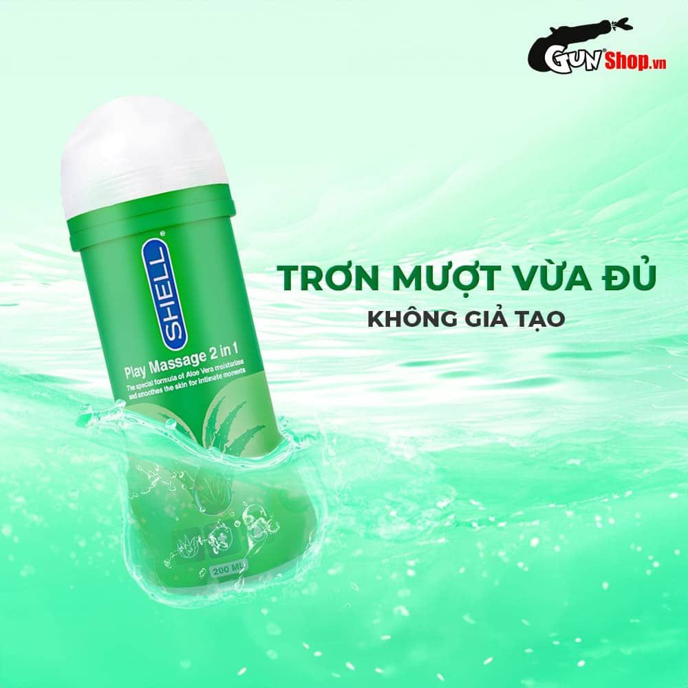 Gel bôi trơn Shell Play Massage 2 in 1 Aloe Vera - Chai 200ml
