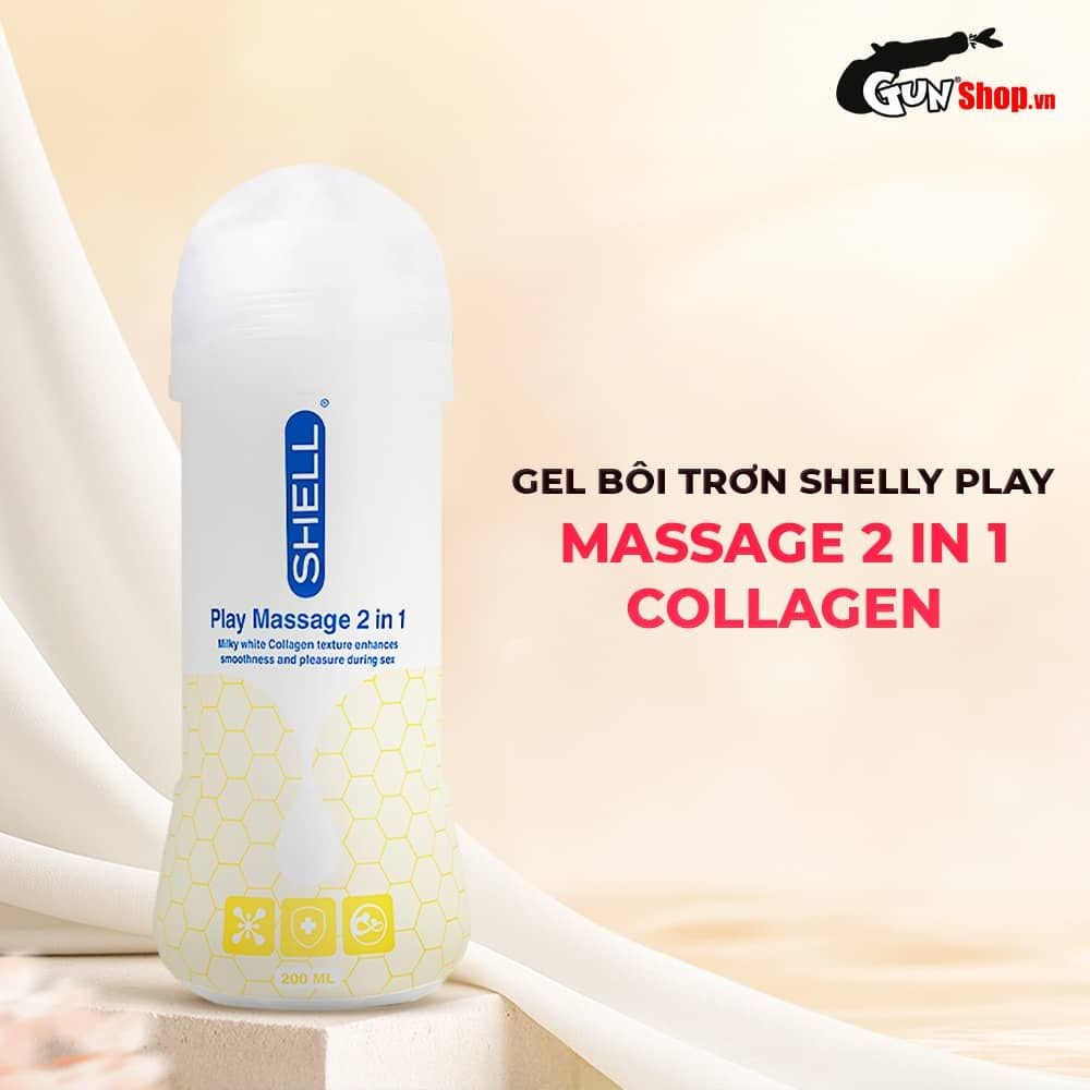 Gel bôi trơn Shell Play Massage 2 in 1 Collagen - Chai 200ml