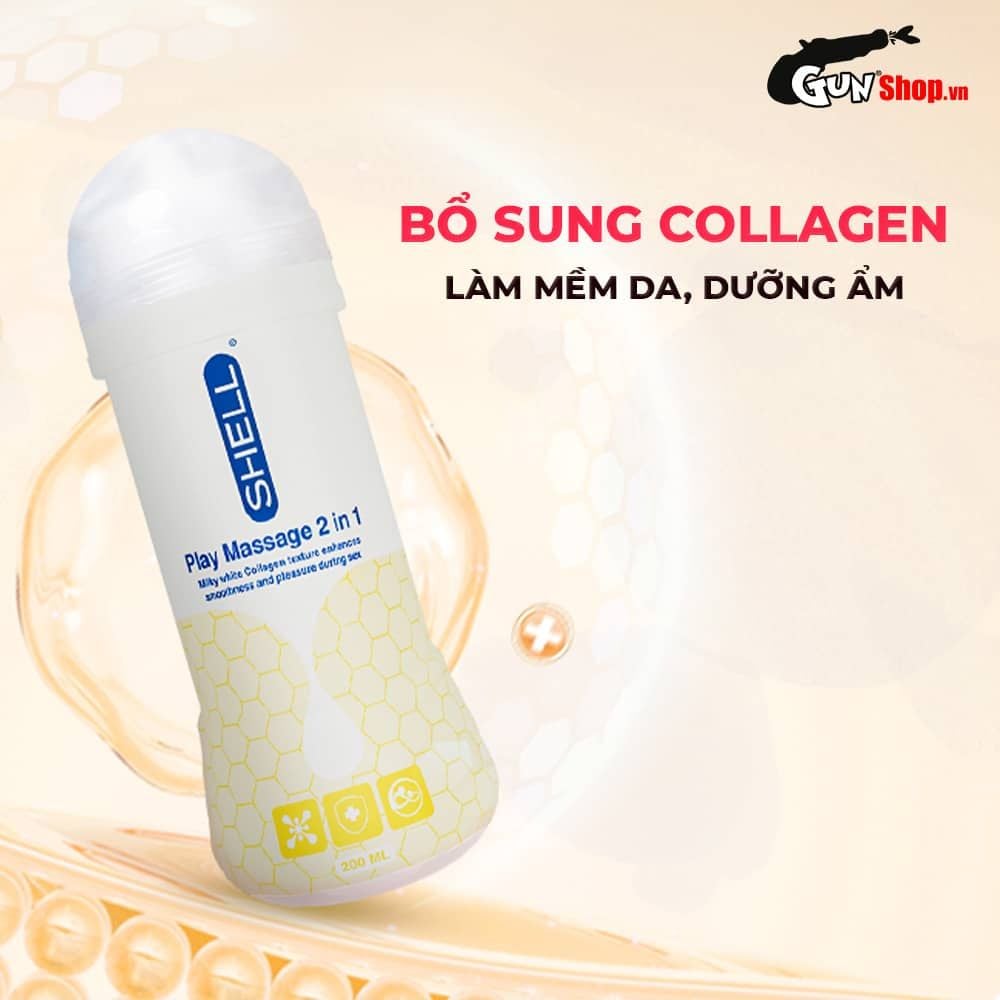Gel bôi trơn Shell Play Massage 2 in 1 Collagen - Chai 200ml