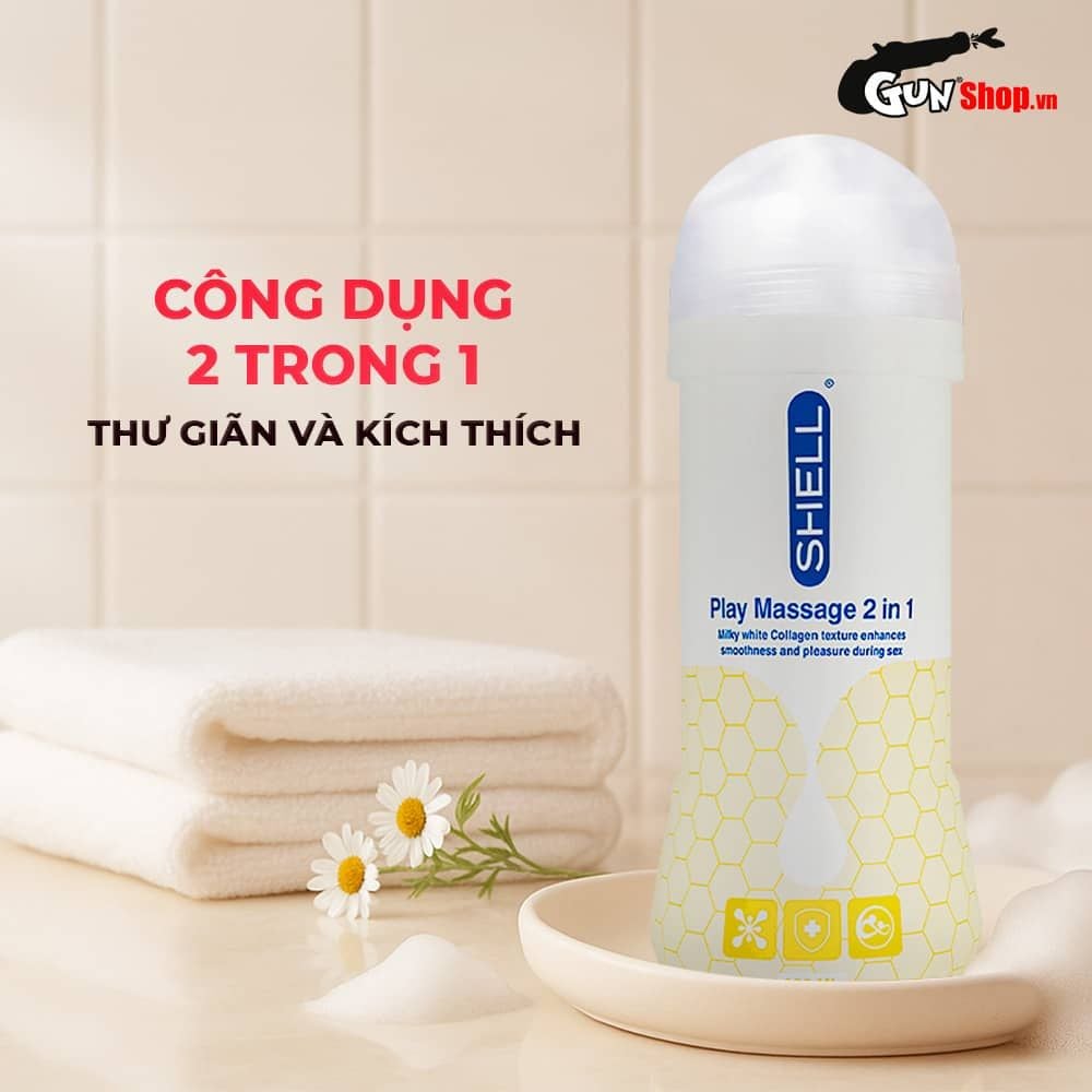 Gel bôi trơn Shell Play Massage 2 in 1 Collagen - Chai 200ml