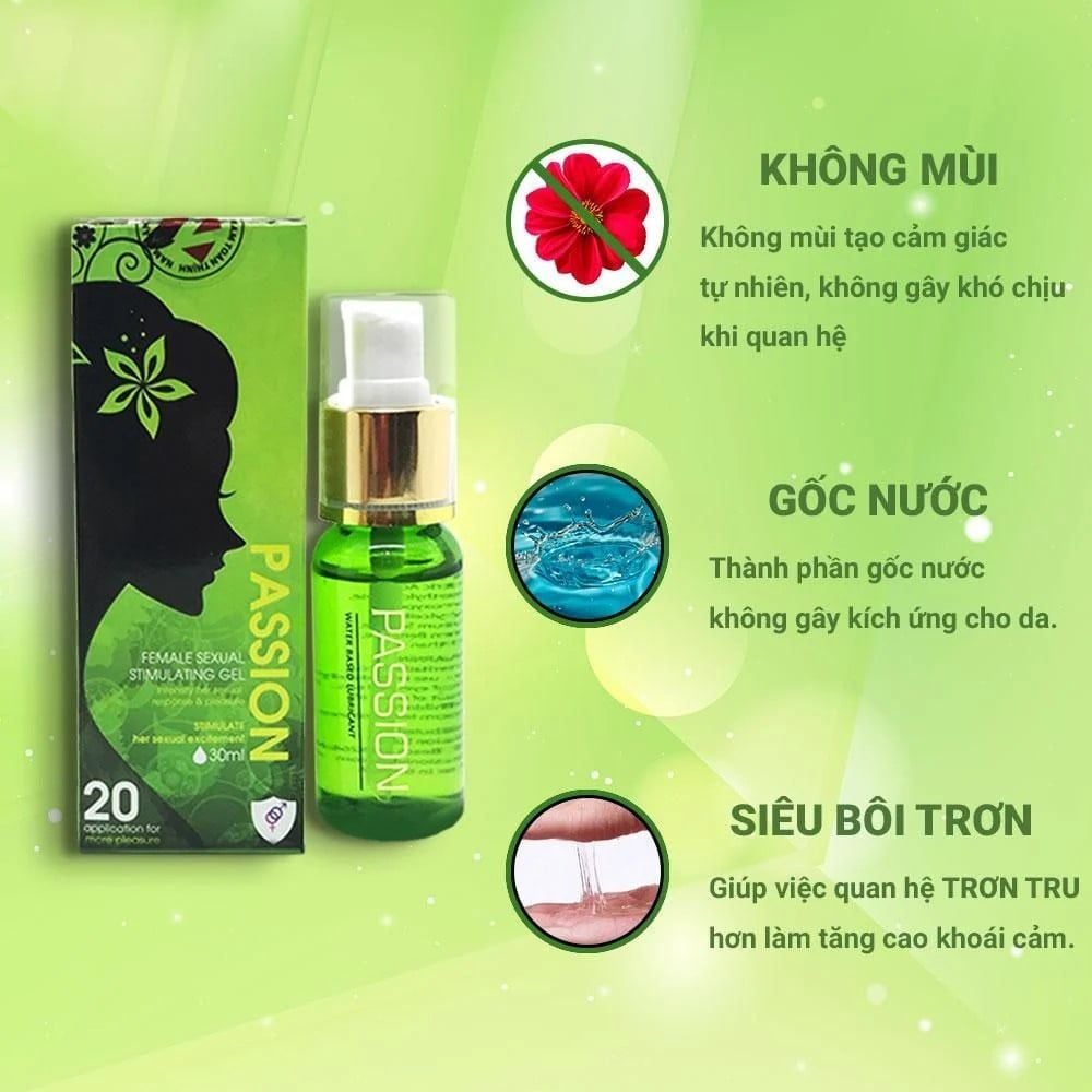 Gel bôi trơn tăng khoái cảm nữ Passion - Chai 30ml