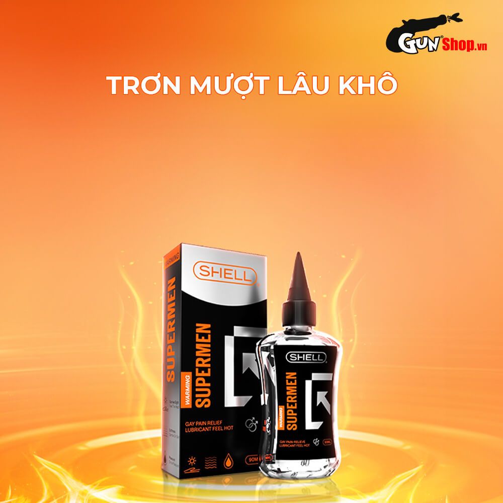 Gel bôi trơn hậu môn ấm nóng Shell Supermen Warming - Chai 90ml