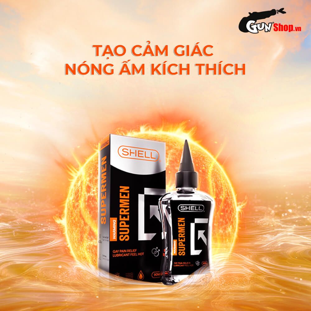 Gel bôi trơn hậu môn ấm nóng Shell Supermen Warming - Chai 90ml