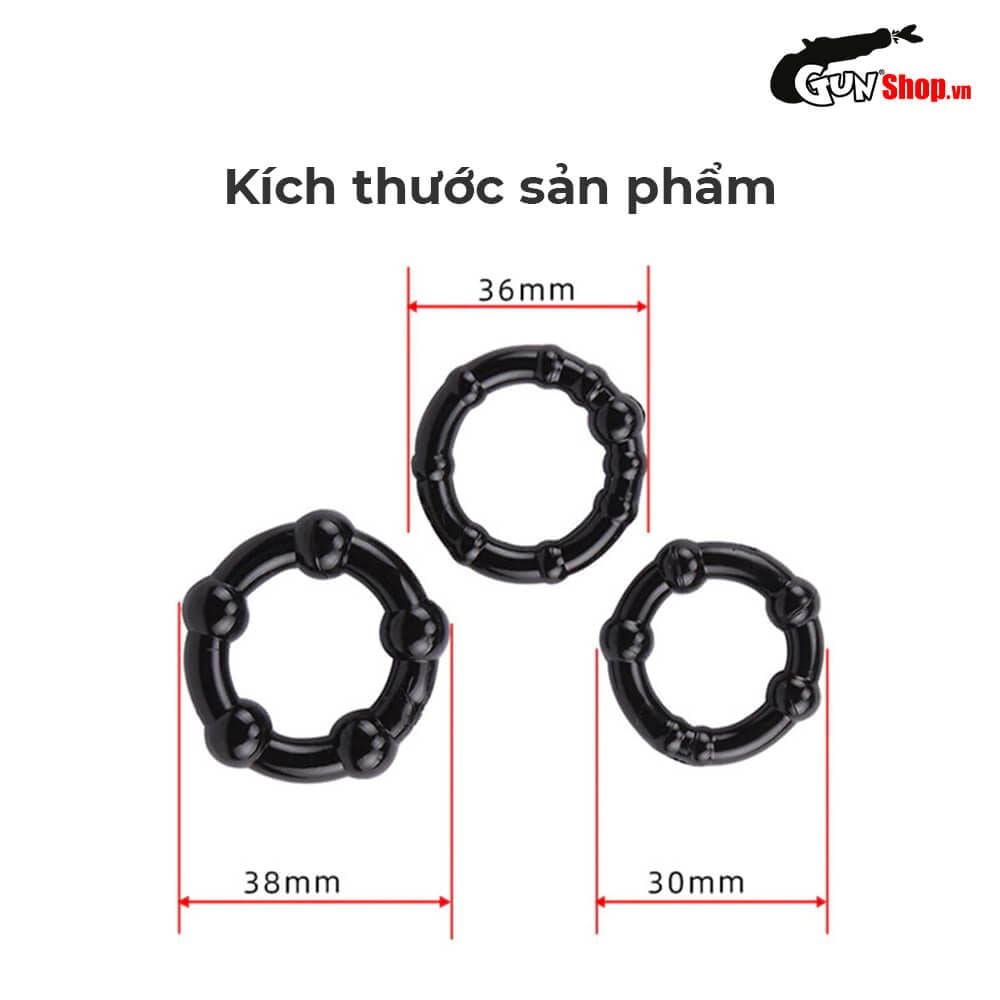 Vòng đeo kéo dài thời gian Chisa Beaded Cock Rings - Black