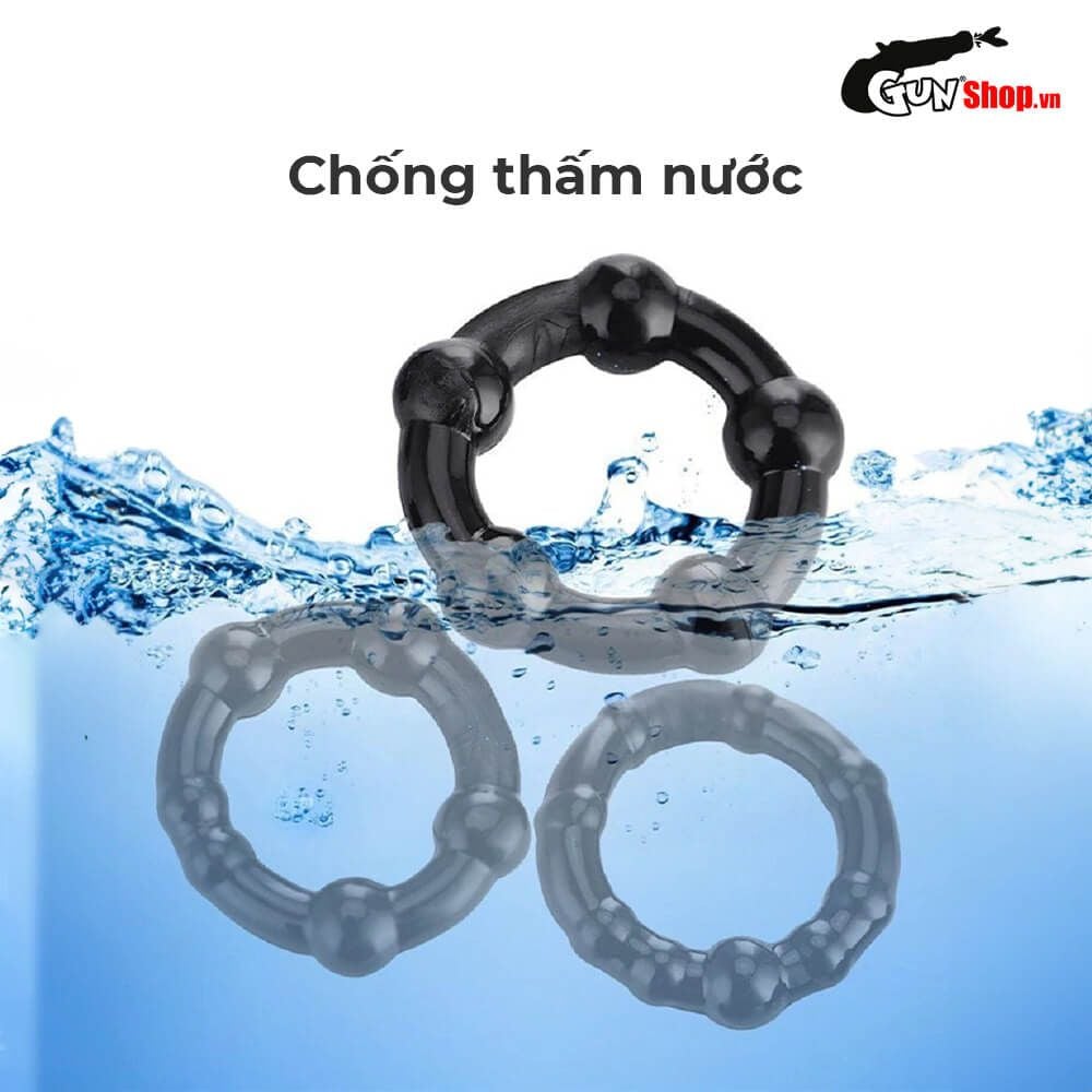 Vòng đeo kéo dài thời gian Chisa Beaded Cock Rings - Black