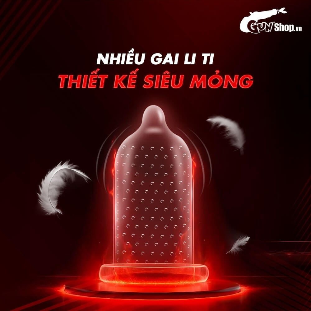Bao cao su Juncai 001 Okamto G-Spot Black - Siêu mỏng, gai li ti - Hộp 10 cái