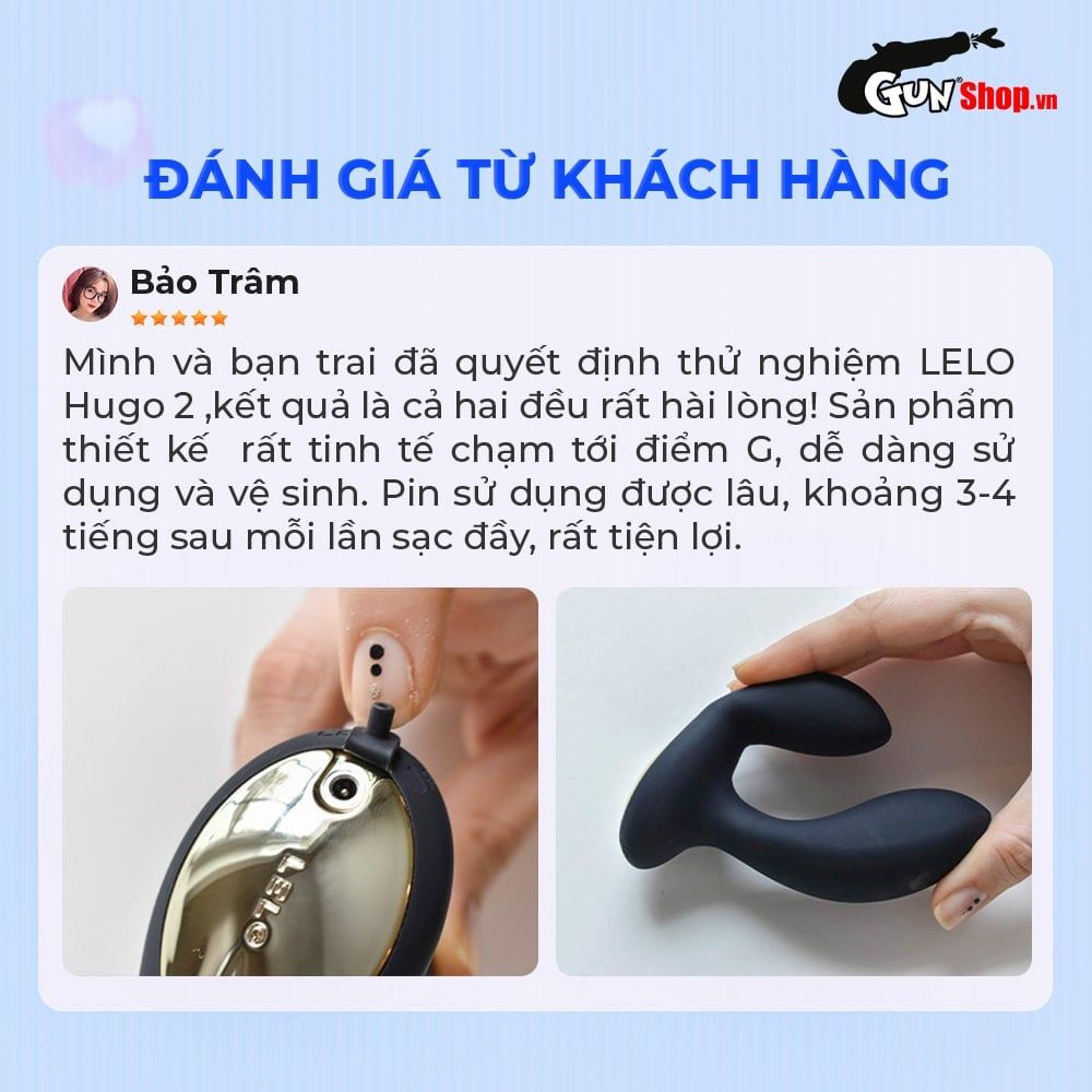 Máy massage tuyến tiền liệt Lelo Hugo 2 Remote Black