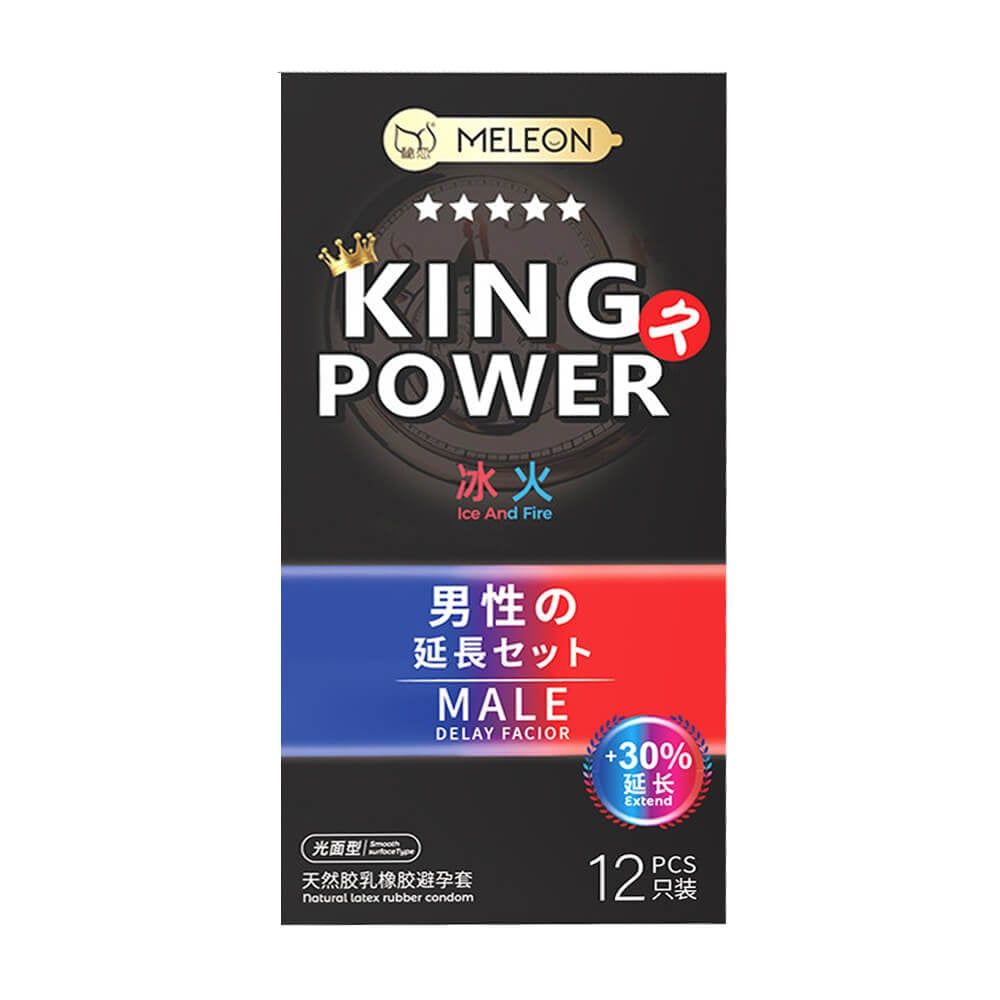 Bao cao su Meleon King Power Ice And Fire - Kéo dài thời gian thêm 30%, lửa băng - Hộp 12 cái