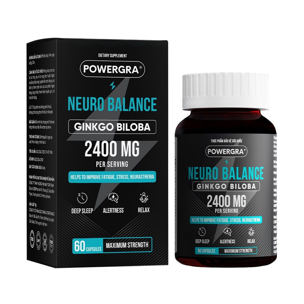 Viên uống bổ não, tăng cường trí nhớ Powergra Neuro Balance - Hộp 60 viên