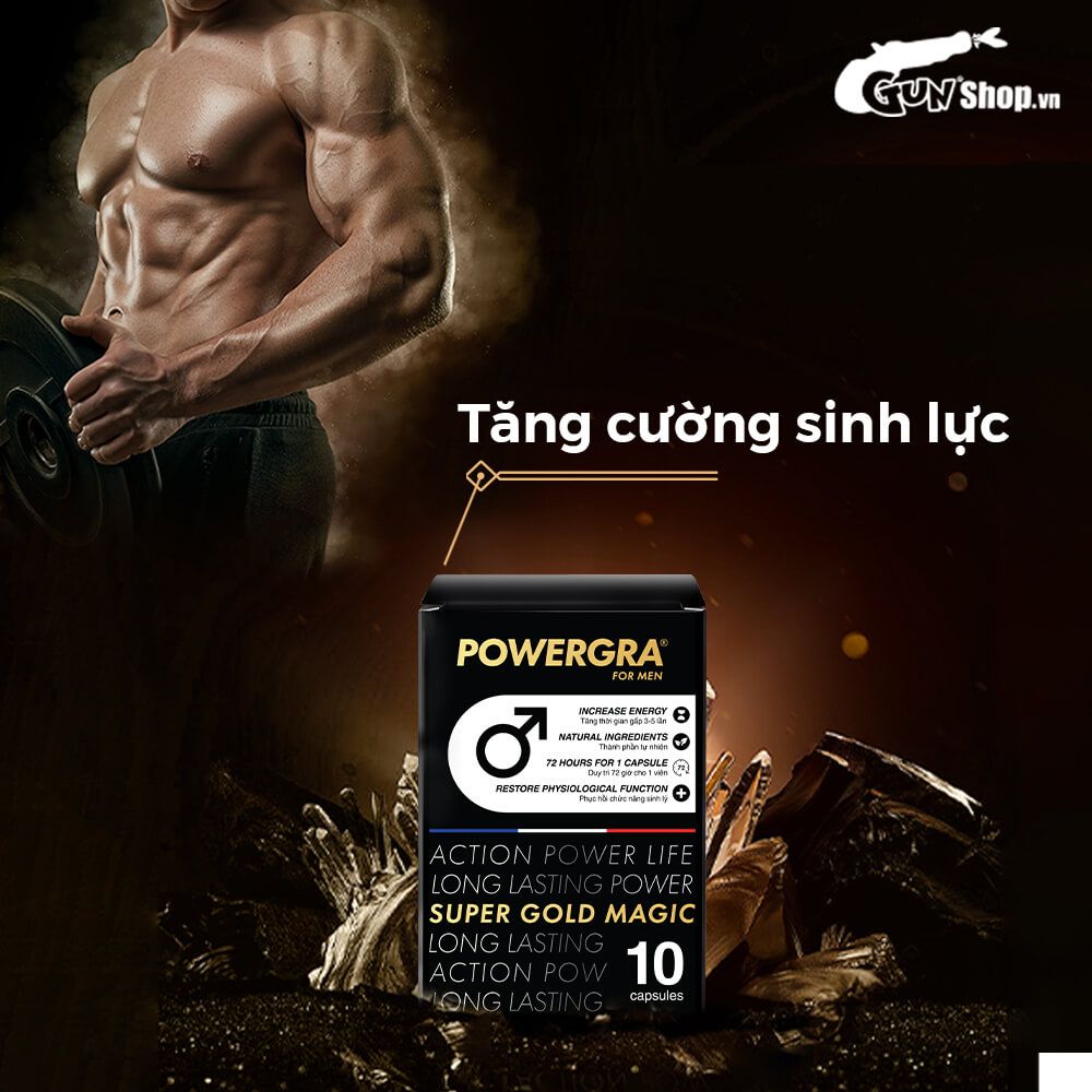 Viên uống tăng kích thước, kéo dài thời gian Powergra For Men (Super Gold Magic) - Hộp 10 viên