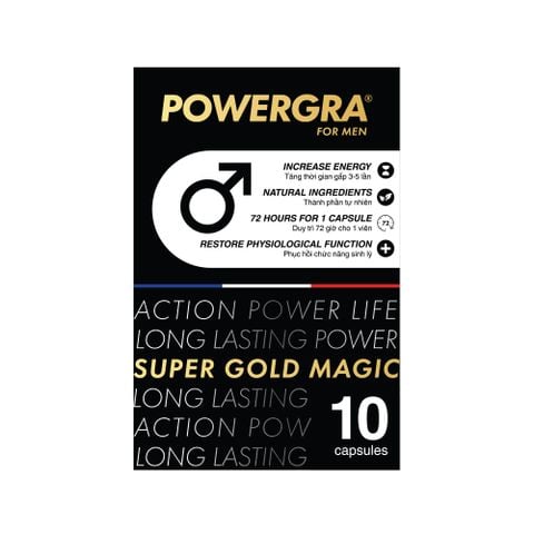 Viên uống tăng kích thước, kéo dài thời gian Powergra For Men (Super Gold Magic) - Hộp 10 viên