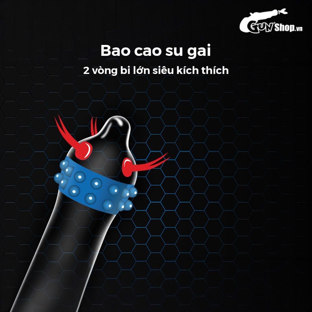 Bao cao su Shell Dino Trice - Hộp 1 bao gai, 2 vòng bi + 1 bao Shell Performax (Hộp 2 cái)