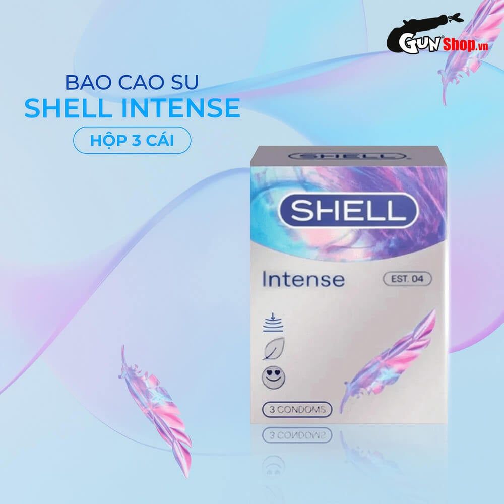 Bao cao su Shell Intense - Siêu mỏng 0.04mm - Hộp 3 cái