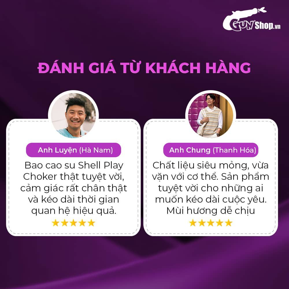 Bao cao su Shell Play Choker 6 tính năng - Hộp 10 cái + 1 vòng đeo kéo dài thời gian