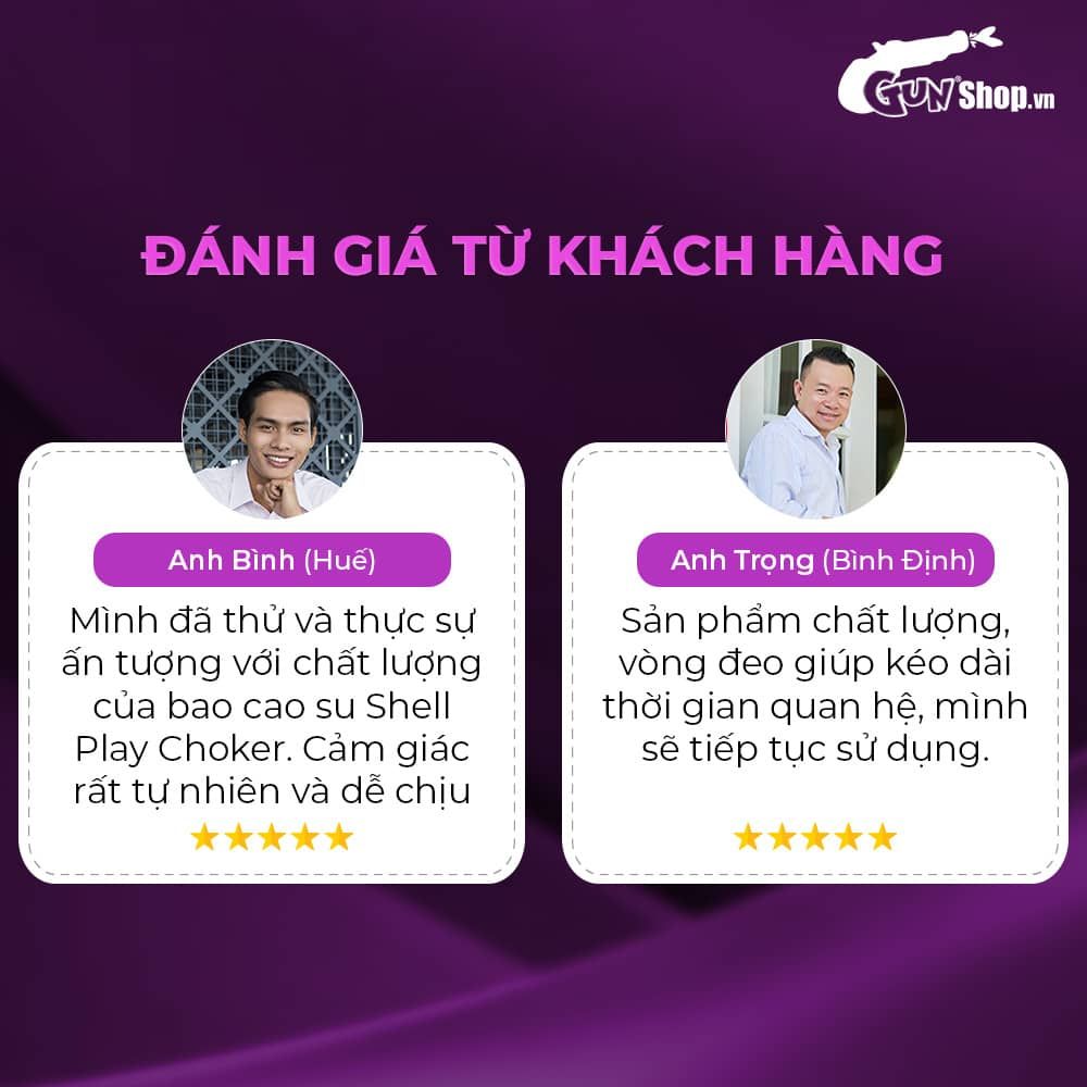 Bao cao su Shell Play Choker 6 tính năng - Hộp 10 cái + 1 vòng đeo kéo dài thời gian