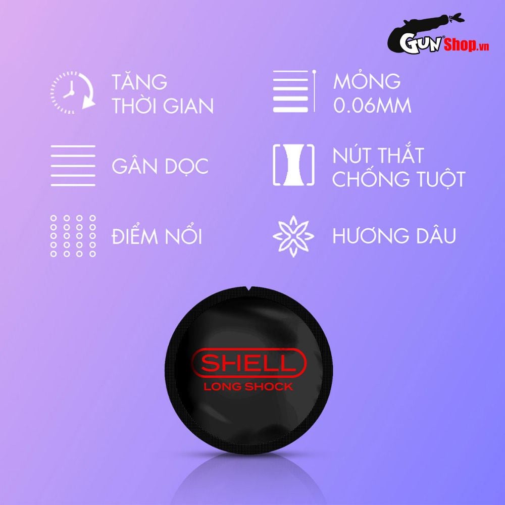 Bao cao su Shell Triple Mix - Siêu mỏng, mát lạnh, gân gai - Hộp 12 cái