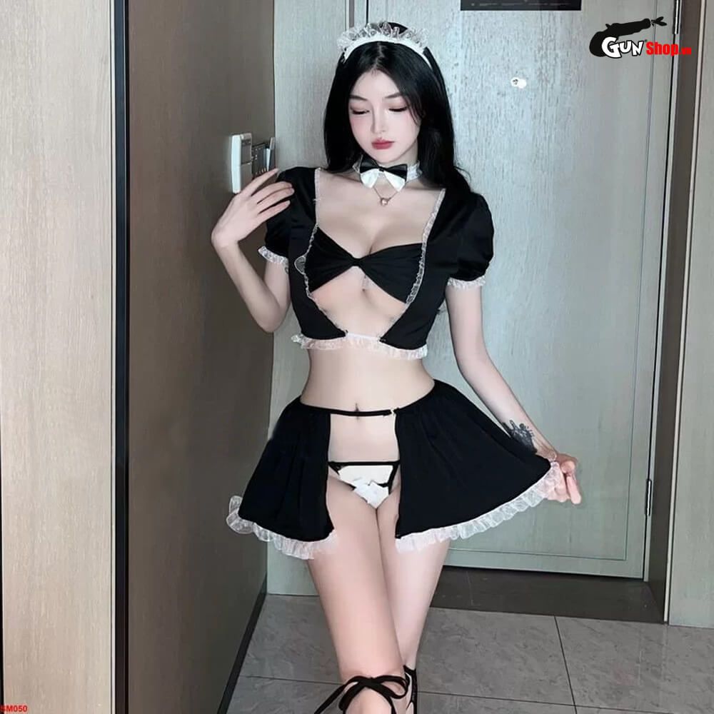 Thời trang sexy cosplay hầu gái nơ ngực HG33